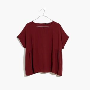 Cuffed-Sleeve Shirred Top